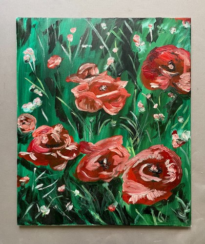Coquelicots huile sur toile - coquelicots,,