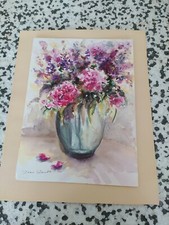 DAM DOMIDO Aquarelle papier "BOUQUET SENSATION", 25X18 cm, coté, certificat 