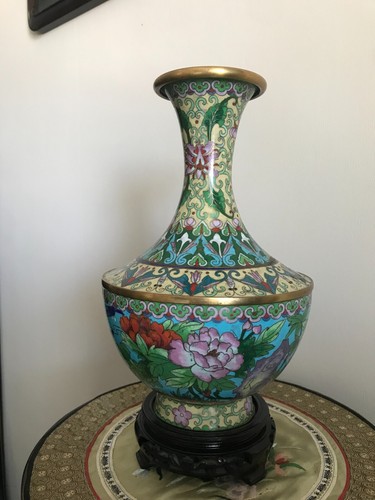 Cloisonne vase bronze emaux - cloisonne,