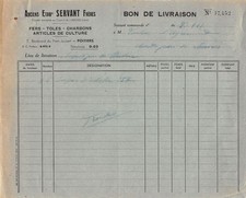 1942 FERS TOLES CHARBONS ARTICLES DE CULTURE ANCIENS ETS SERVANT FRERES A P
