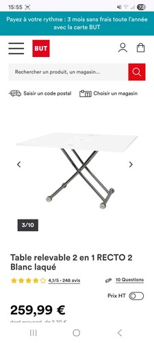 Table extensible relevable - extensible,