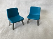 Playmobil 2 Chaises Bleues Grises Modernes Maison 5574