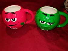 M&M christmas coffee tea cup mug 10oz advertising candy galerie lot of 2