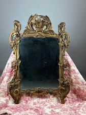 Ancien grand miroir d'époque louis XV baroque parclose bois doré décoration 18e