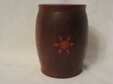 vintage inlaid wooden barrel