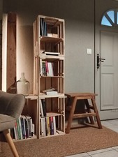 caisse en bois pour rangement modulable, vinyle, bibliothèque, étagère 