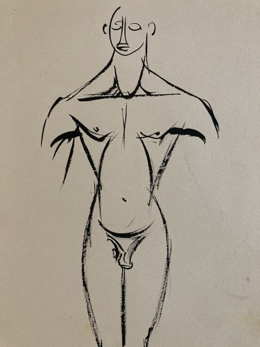 Beau dessin 1960 encre homme - dessin,