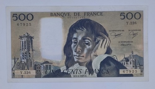 Billet 500 francs - pascal, émis