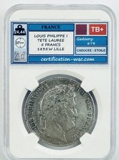 LOUIS PHILIPPE I TETE LAUREE 5 FRANCS 1835.W LILLE