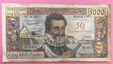 5000 Frs Henri IV ETAT TB+ Surchargé 50 Nouveaux Frs 5-3-1959 W.89 90089
