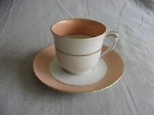 Très jolie tasse café ancienne porcelaine de Limoges GDA couleur saumon et or