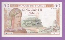 (Ref: O.727) 50 FRANCS CÉRÈS 31/10/1935 (SUP+) ETAT RARE