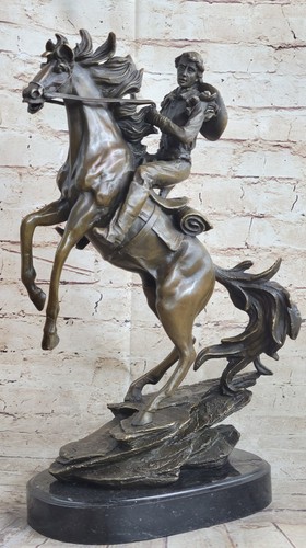 Sculpture statue bronze cowboy - bronze,
