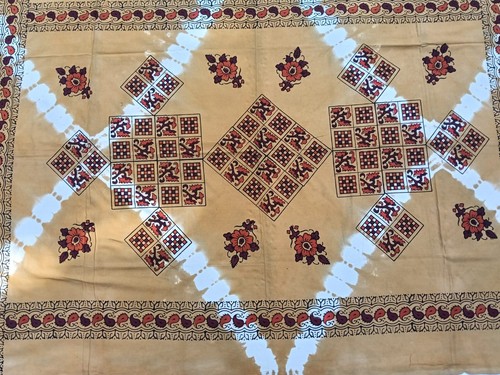 Couvre lit indien batik beige - couvre-lit,