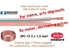 Câble HP Haute Qualité haut-parleur enceinte HiFi 2 x 1,5 mm² MONACOR SPC-15 OFC
