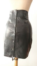 Jupe N°22 cuir Agneau "Noir" Vintage 1980 - "PELLESSIMO" - T.42 - Neuf