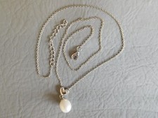 COLLIER CHAÎNE FORCAT PENDENTIF COEUR PIERRE PERLE NACRE ARGENT MASSIF NECKLACE