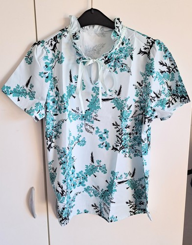Blouse femme fleurs turquoise - fleurs,