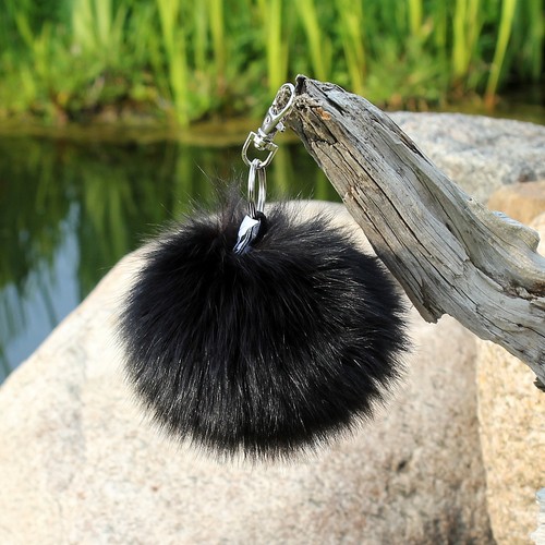 Pompon fourrure renard bleu - pompon,