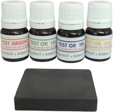KIT POUR TESTER VOS OR 14 18 24  L' ARGENT + PIERRE DE TOUCHE + NOTICE + SPATULE