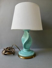 lampe Art Deco, en céramique bleue, années 50, hauteur 30 cm