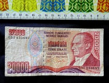 (FR 0.46 ) , Turquie ,  Billets de Banque  , 20 000 Turk Lirasi .