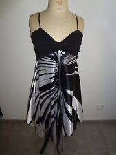 38 40 ROBE BRETELLES REGLABLES NOIR BLANC MI LONGUE BUSTIER FLUIDE ETE JUPE HAUT