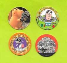 4 Pogs - Disney - Pocahontas / Le Roi Lion / Toy Story