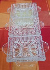 Serviteur Apéritif En Verre Ciselé ( Plateau+ 3 Raviers)