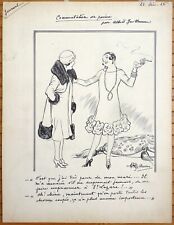 Dessin original Albert GUILLAUME (1873-1942) daté 1925 Art Deco garçonne humour