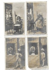 4 CPA cartes postales anciennes chanson c'est la mère Michel  cuisinier enfants