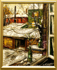 Recher Marcel vers 1960 fenêtre de l'atelier Peintre Alsacien