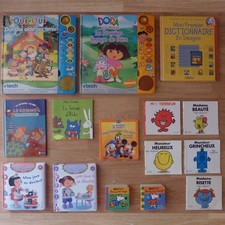 Lot 15 livres jeunes 1 dico enfant + Disney Dora Oui-Oui Bonhomme Mimi souris