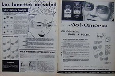 PUBLICITÉ DE PRESSE 1953 SOL-AMOR LES LUNETTES DE SOLEIL - ADVERTISING