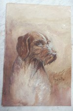 Louis D'Ax tableau gouache chien de chasse, 1879/1945