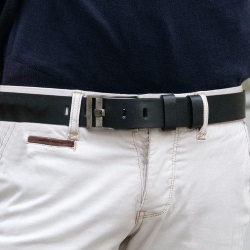 Homme ceinture cuir noir - en,