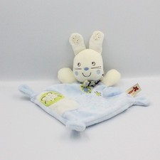 Doudou plat lapin bleu fleurs