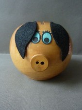 jouet ancien, tirelire, cochon en bois, Made in France modèle déposé, 1960