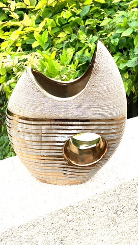 Ancien vase faience beige - vase,