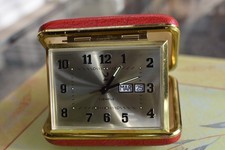 Jaz Calendrier ancien réveil voyage pendulette - vintage alarm travel clock