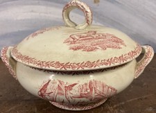 Soupière Modèle Campagne Pexonne Faience Service Rose Mouton Cochon Vache