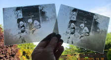 1 / Négatif Plaque de verre Ancienne Photographie Enfants  Charette à Cheval
