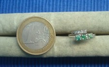 B26AG Jolie Bague Argent Massif 925 Emeraude Naturelle & Strass Lot Bijou 