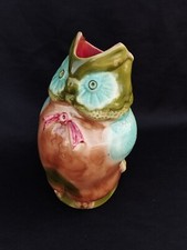 pichet chouette barbotine hibou jug owl pitcher majolica