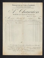 LYON (69) USINE de TANNERIE / CORROIERIE , CUIRS COURROIES "A. CHANRION" en 1892