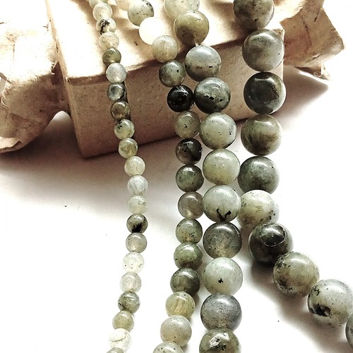 Labradorite perle ronde grise