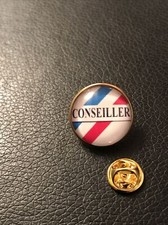 GROS PIN'S 2cm ASPECT DORÉ Conseiller Tricolore Drapeau France