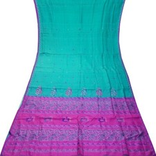 Namaste Ancien Bleu Canard Saris 100% Pure Tissé En Soie Indien 4,57 M Artisanat