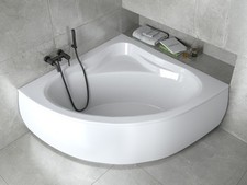 Baignoire Bain d'angle 130x130 + tablier en acrylique + Siphon + pieds - MIA