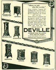 Publicité ancienne poêles Deville 1925 issue de magazine